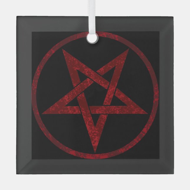 Red Devil Pentagram Ornament Aus Glas (Vorderseite)