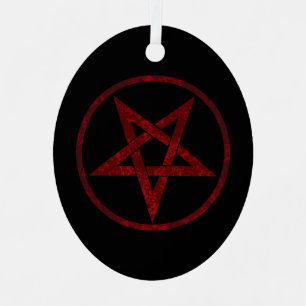 Red Devil Pentagram Ornament Aus Metall