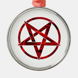 Red Devil Pentagram Ornament Aus Metall