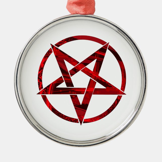 Red Devil Pentagram Ornament Aus Metall (Vorne)