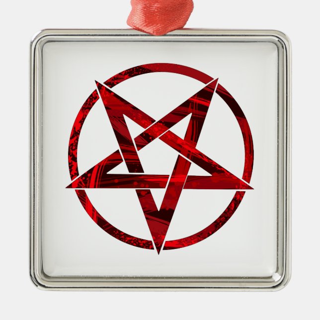 Red Devil Pentagram Ornament Aus Metall (Vorne)