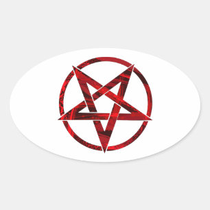 Red Devil Pentagram Ovaler Aufkleber