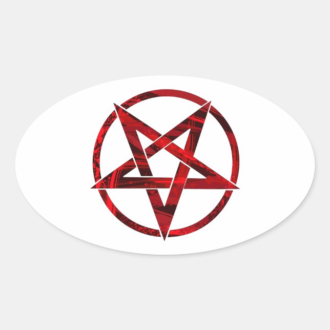 Red Devil Pentagram Ovaler Aufkleber (Vorderseite)