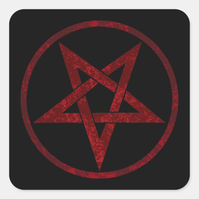 Red Devil Pentagram Quadratischer Aufkleber (Vorderseite)