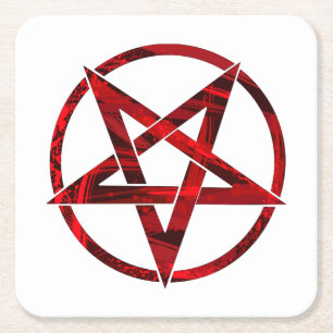Red Devil Pentagram Rechteckiger Pappuntersetzer