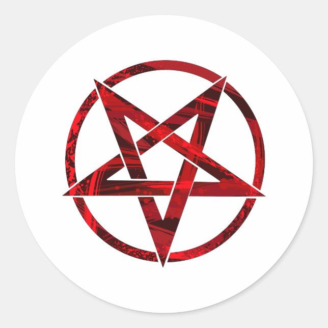 Red Devil Pentagram Runder Aufkleber (Vorderseite)