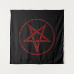 Red Devil Pentagram Wandteppich