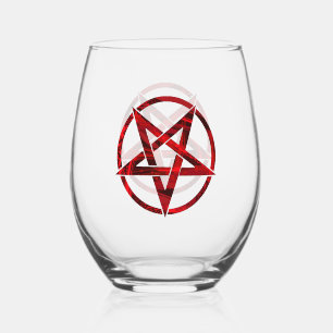 Red Devil Pentagram Weinglas Ohne Stiel
