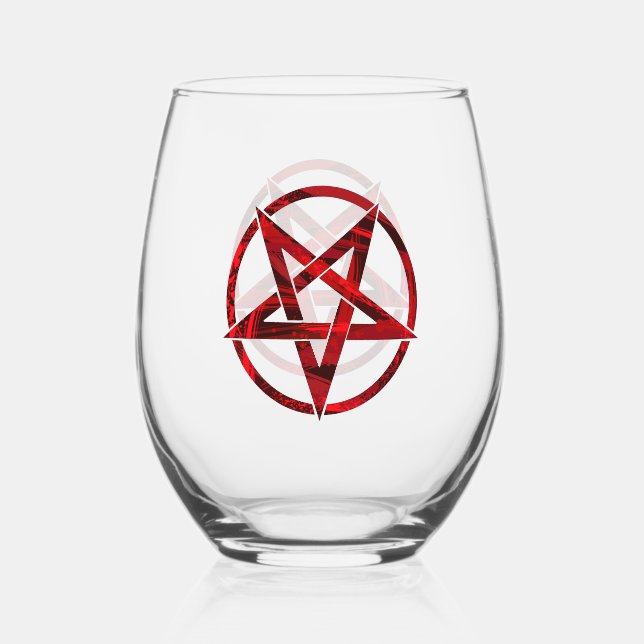 Red Devil Pentagram Weinglas Ohne Stiel (Vorderseite)