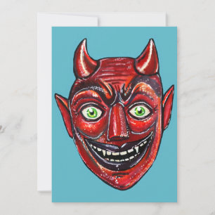 Red Devil Vintag Halloweenys Einladung