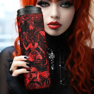 Red Devil Witchy Gothic Viktorianisch Goth Baphome Thermosbecher