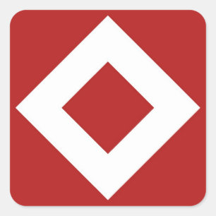 Red Diamond, feine weiße Grenze Quadratischer Aufkleber
