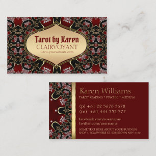 Red Diamond Golden Goddess Tarot Business Cards Visitenkarte
