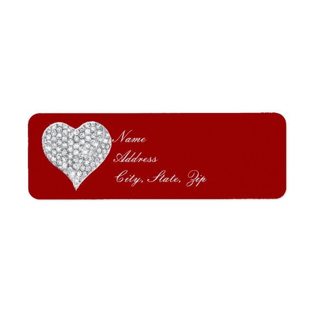 Red Diamond Heart Address Labels (Vorne)