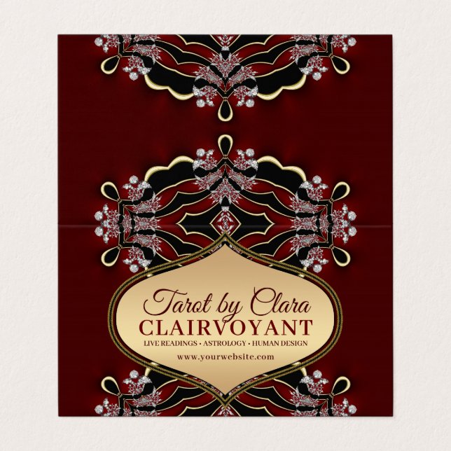 Red Diamond Liebe Goddess Temple Tarot Visitenkarten (Außenseite Aufgefaltet)