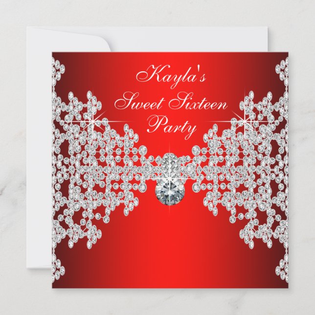 Red Diamond Red Birthday Party Einladung (Vorderseite)