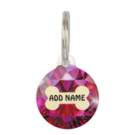 Red Diamond Round Pet Tag Haustiermarke