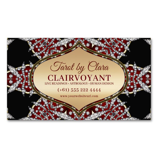 Red Diamond Star Goddess Temple Tarot Magnetische Visitenkarte (Vorderseite)