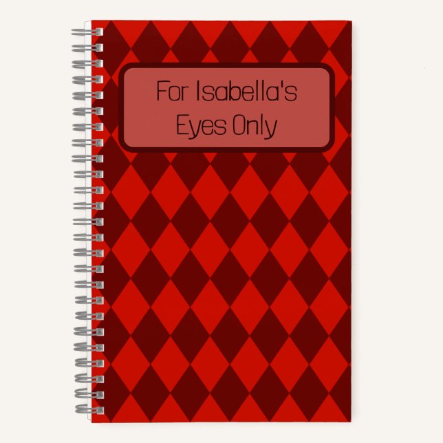 Red Diamonds My Eyes Only Journal Notizbuch (Vorderseite)
