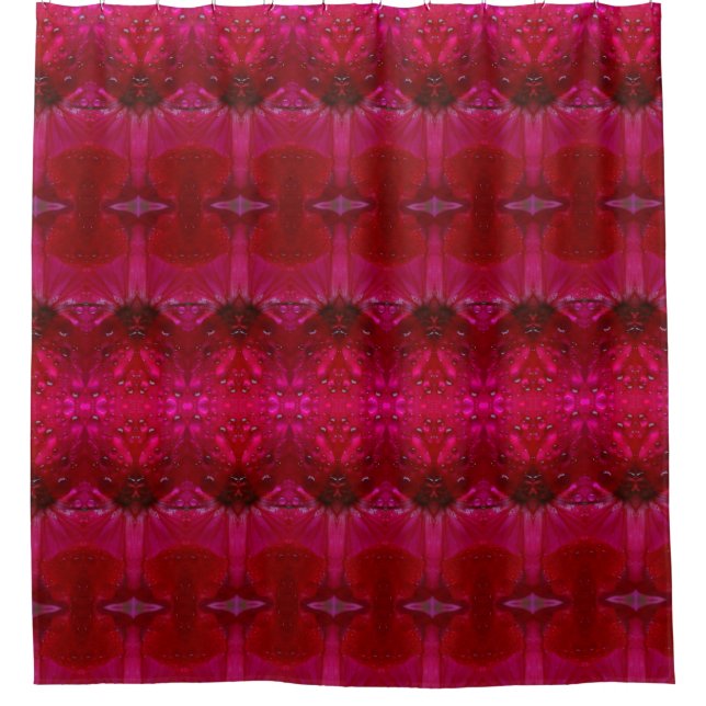 Red Dianthus Ikat 5 Duschvorhang (Vorderseite)