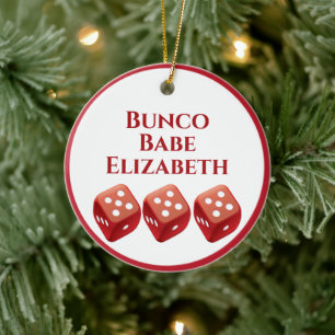 Red Dice Bunco Christmas Keramik Ornament