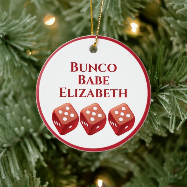 Red Dice Bunco Christmas Keramik Ornament (Baum)