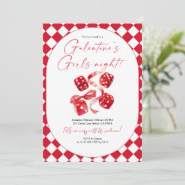 Red Dice & Ribbon Galentine’s Girls Night Party Einladung