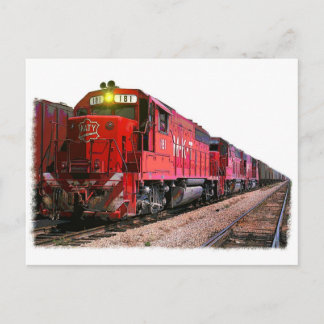 Red Diesel Lokomotive & Train Postkarte