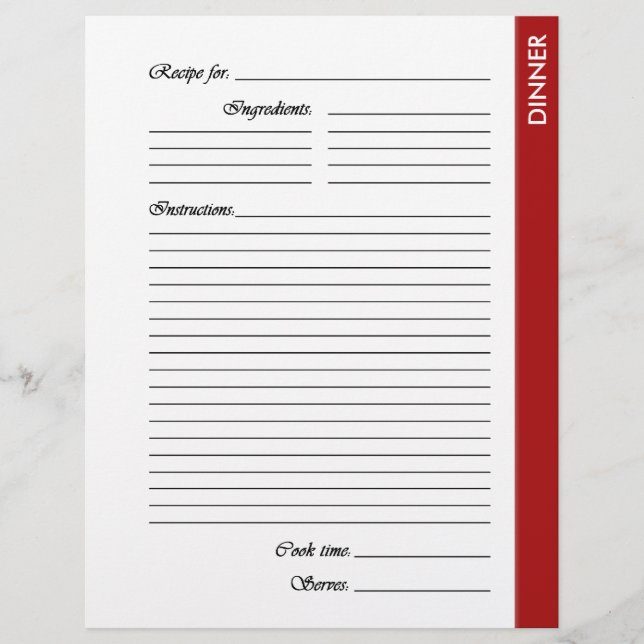 Red DINNER 2-seitige Rezeptseiten (Vorderseite)