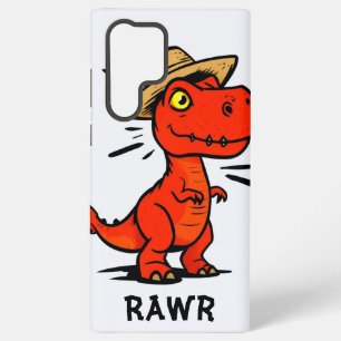 Red Dino in Strohhut - Cartoon Reptile Art Samsung Galaxy Hülle