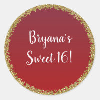 Red Dipped Gold Glitzer Glam Sparkle Party