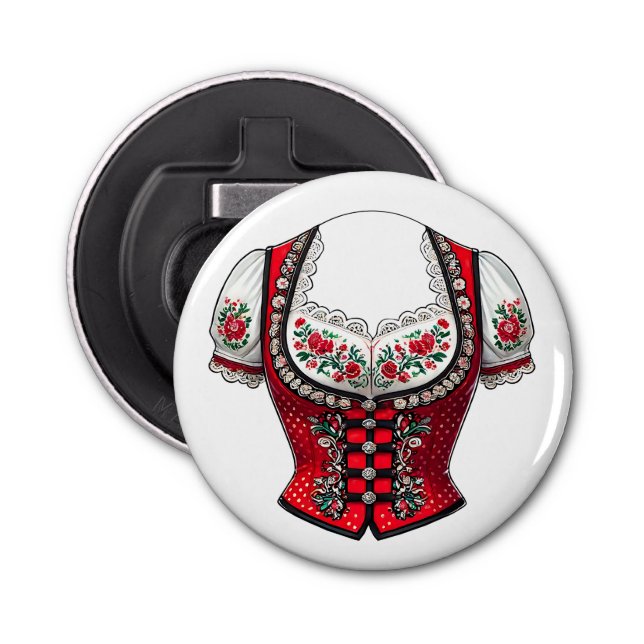 Red Dirndl Top For Folk Festival Flaschenöffner (Vorderseite)