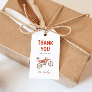 Red Dirt Bike Geburtstagsgeschenk-Tag Geschenkanhänger