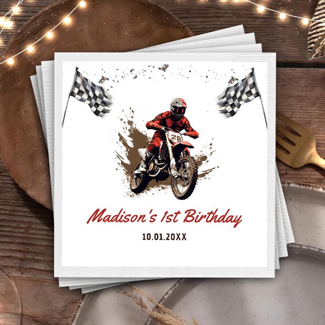Red Dirt Bike Geburtstagsparty Napkins Serviette (Von Creator hochgeladen)