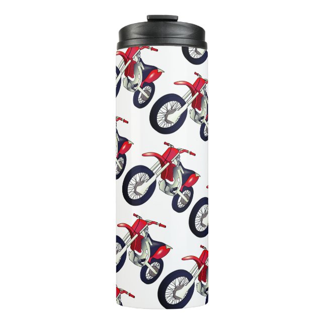 Red Dirt Bike Motorrad Custom Color Background Thermosbecher (Vorderseite)