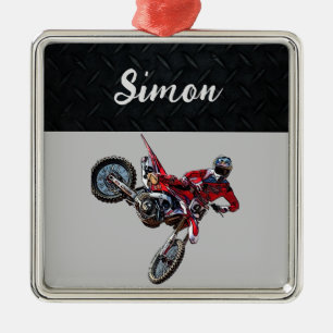 Red Dirt Bike Sports Boy Christmas Boy Ornament Aus Metall