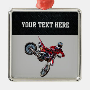  Red Dirt Bike Sports Boy Weihnachtsjunge  Ornament Aus Metall