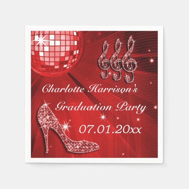 Red Disco Ball und Sparkone Heelses Abschluss Serviette (Vorderseite)