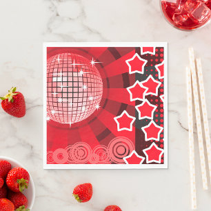 Red Disco Party Thema mit Sternen und Glitzer Ball Serviette