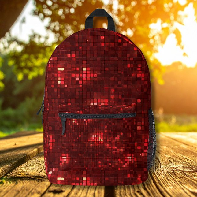 Red Disco Style Squares Valentine Pattern Bedruckter Rucksack (Von Creator hochgeladen)