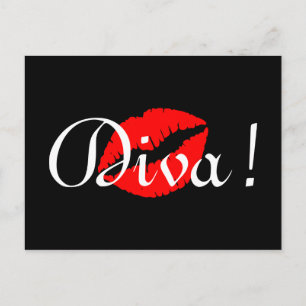 Red Diva Kiss Postkarte