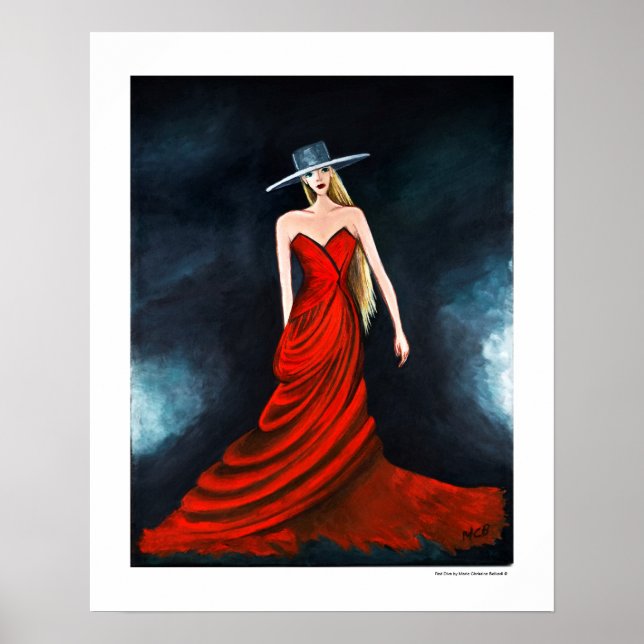 Red Diva Poster Fashion Illustration 20 x 16 Print (Vorne)