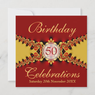 Red Diva Royal Golden Lace Celebration Einladung