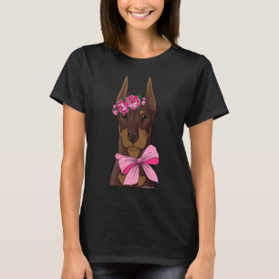 Red Doberman Flower Girl T-Shirt