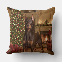 Red Doberman Holiday Kissen