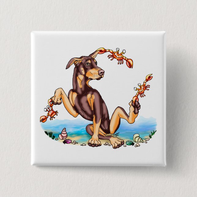 Red Doberman Pinscher Kinda Crabby Button (Vorderseite)
