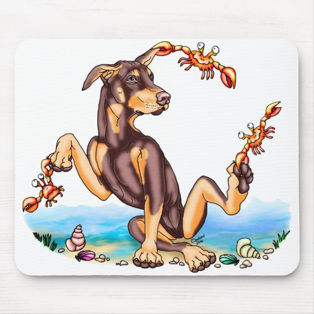 Red Doberman Pinscher Kinda Crabby Mouse Pad Mousepad (Vorne)