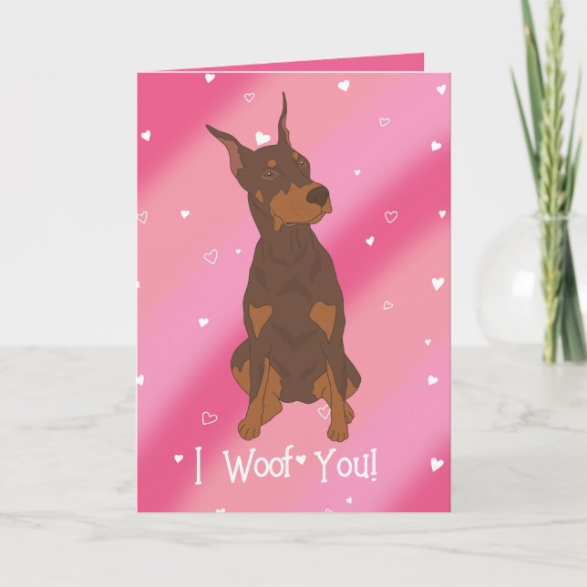 Red Doberman Pinscher Valentinstag Dankeskarte (Vorderseite)