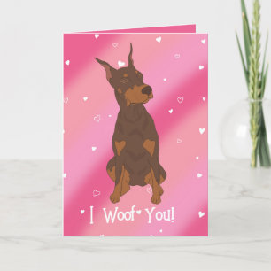 Red Doberman Pinscher Valentinstag Dankeskarte