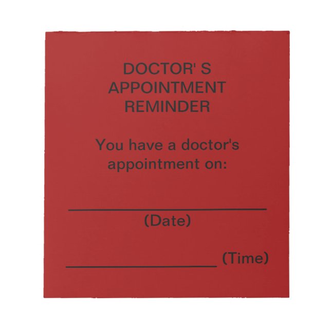 Red Doctor's Ernennung Erinnerung Notepad Notizblock (Vorderseite)